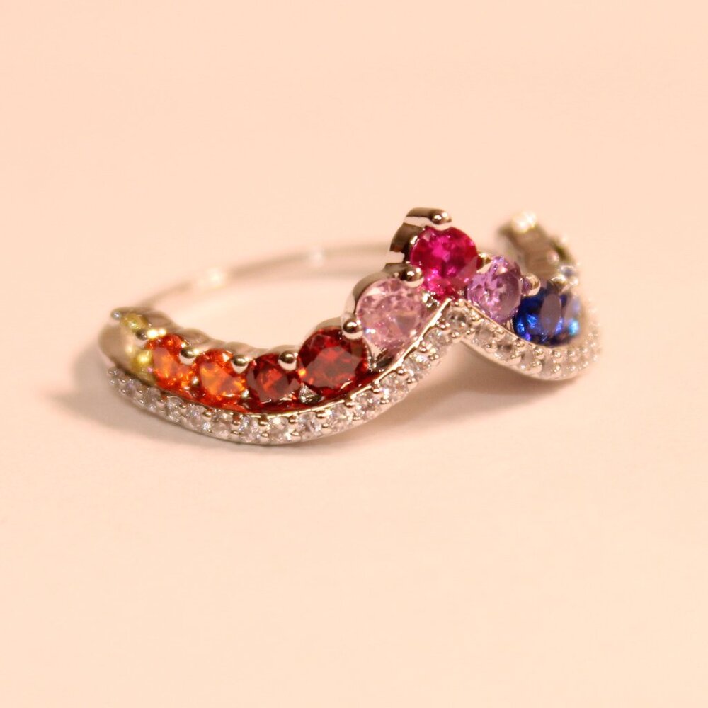BEAUTIFUL MULTI-COLORED GEMSTONE RING - Picture 4 of 5